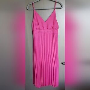 Jessica Simpson Pleated Spaghetti Strap V-Neck Dress Pink - Size XL